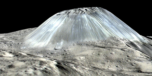 Perspecive View of Ahuna Mons on Ceres. NASA/JPL-Caltech/UCLA/MPS/DLR/IDA/PSI