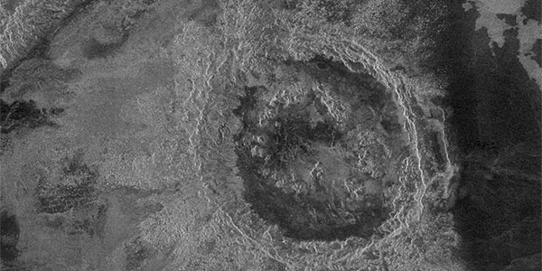 Cochran double-ring basin crater - a large crater containing only a single concentric ring inside the crater rim.