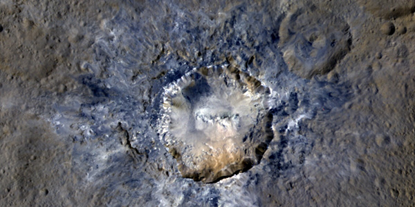 Colorized Image of Haulani Crater on Ceres. NASA/JPL-Caltech/UCLA/MPS/DLR/IDA/PSI