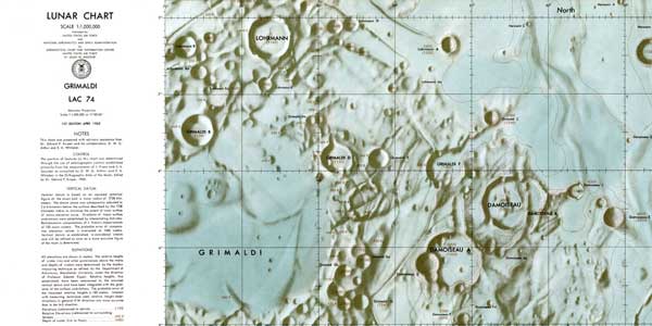 Air-brushed Lunar Chart showing Grimaldi Basin