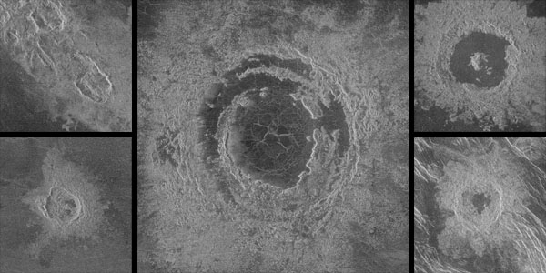 Various craters from the Venus Impact Crater Database